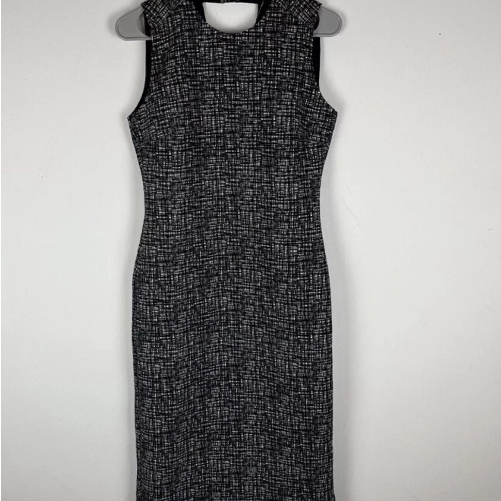 J. McLaughlin Black and White Mock Neck Sheath Dress